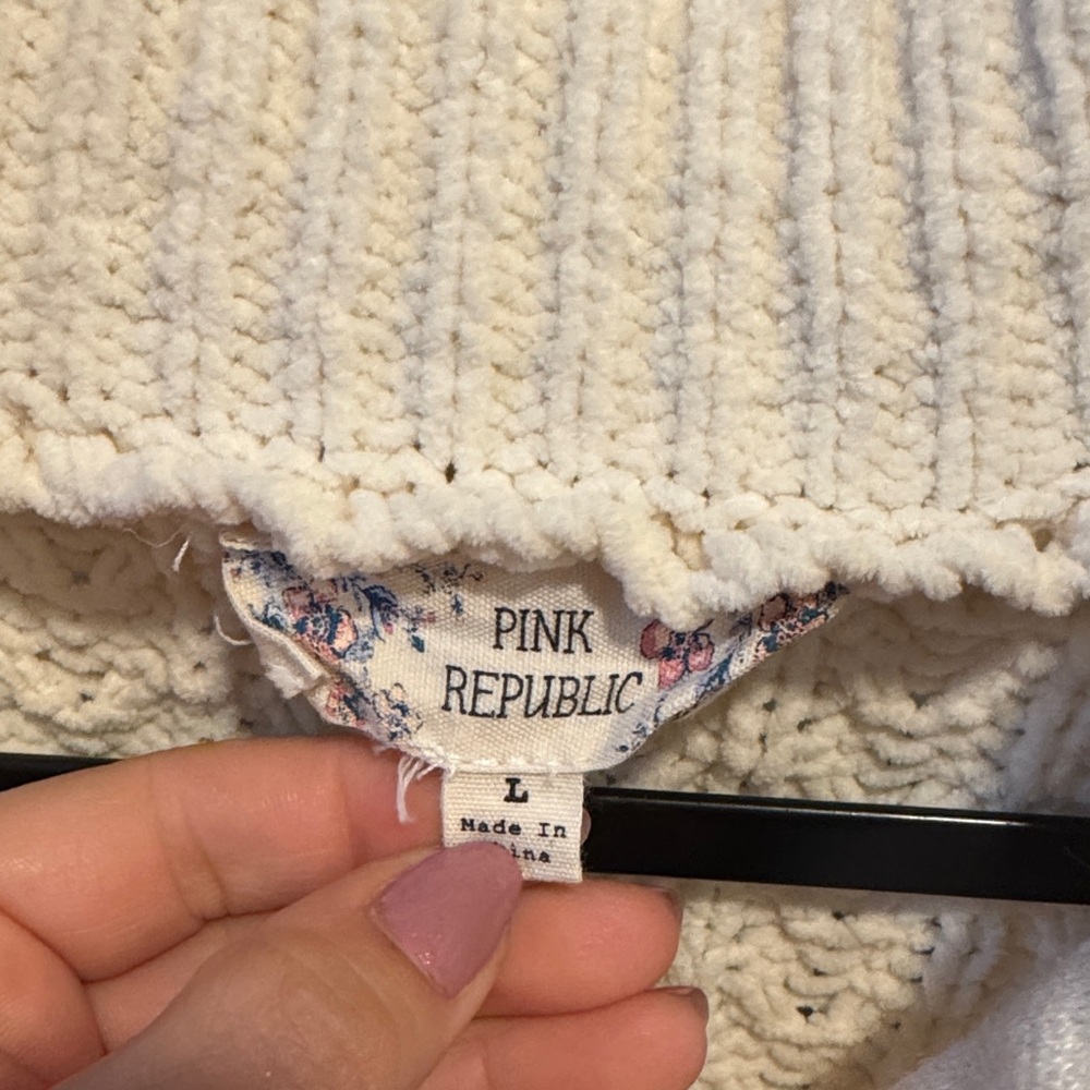Pink Republic Cream Textured Half-Zip Sweater - Picture 2 of 2